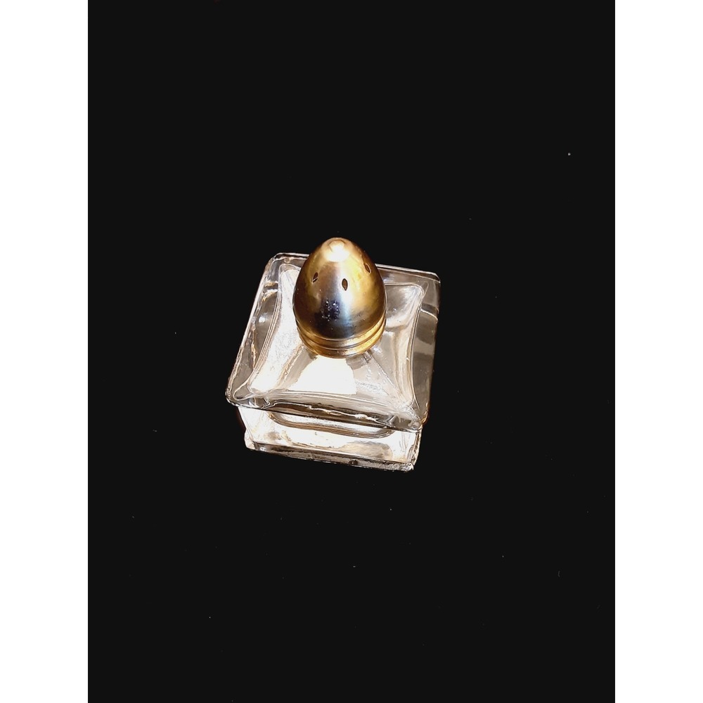 Vintage I.W. Rice & Co Glass Salt Or Pepper Shaker Single Square Gold Tone Japan